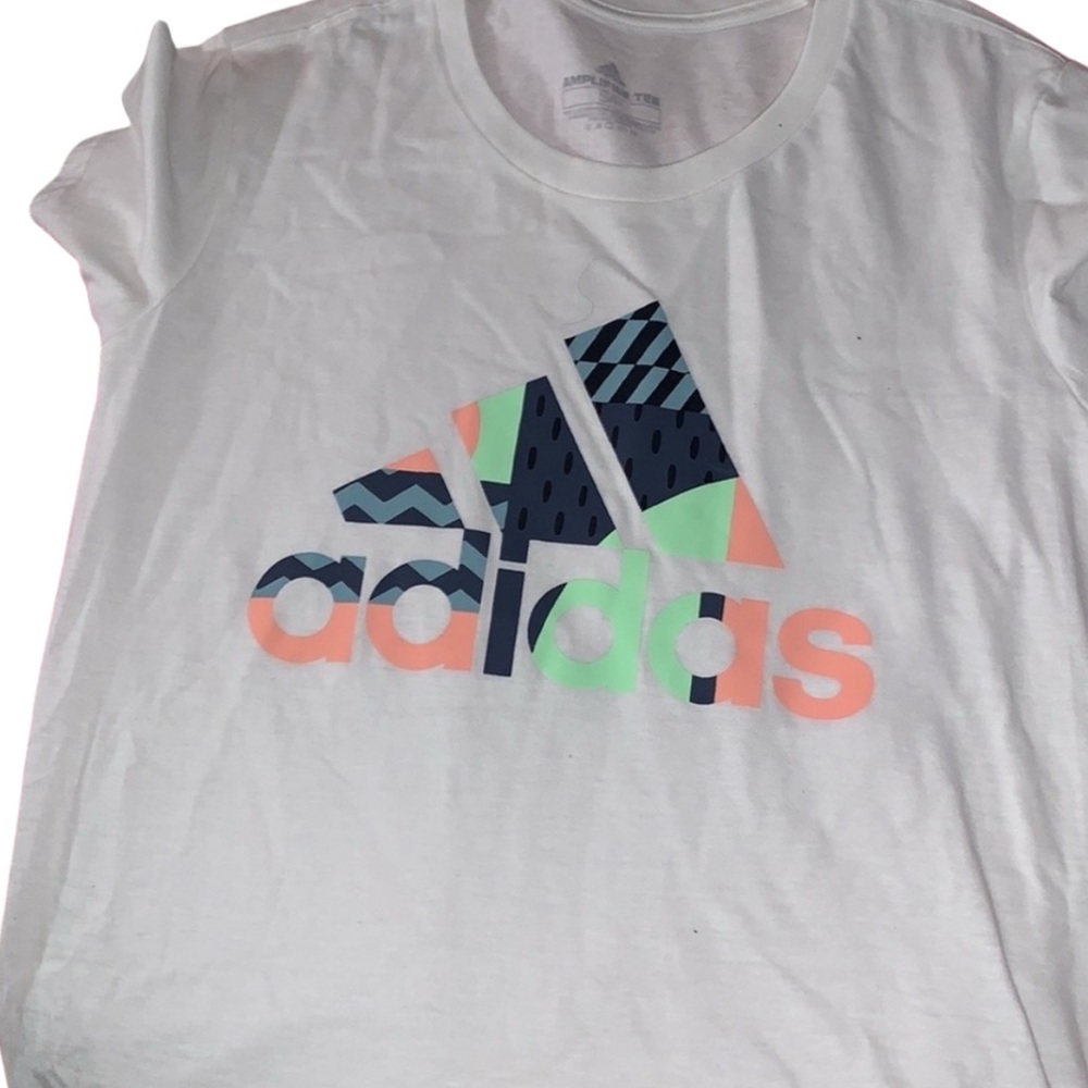 Adidas Kids (S) White Tee with Colorful Logo